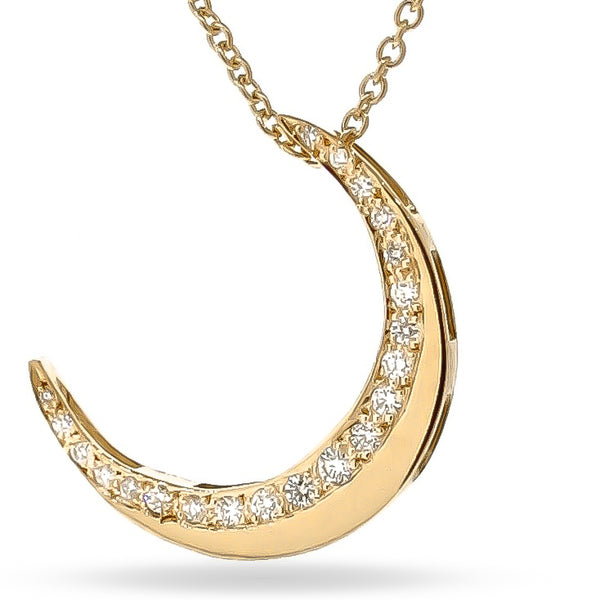 Yellow Gold Diamond Large Moon Pendant