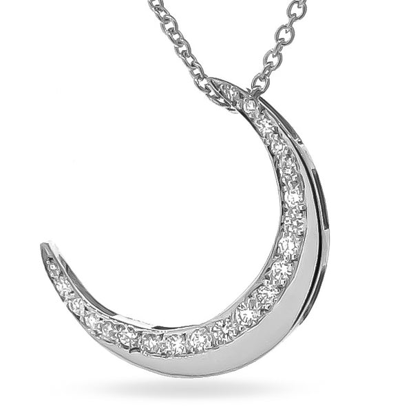 White Gold Diamond Large Moon Pendant