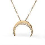 Large Yellow Gold Diamond Moon & 2 Stars Necklace