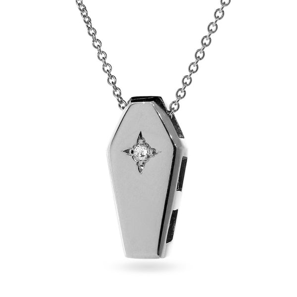 White Gold Diamond Coffin Pendant