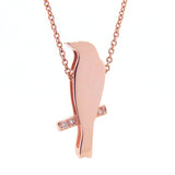 Rose Gold, diamond, Sapphire Silver '2 Finches' Necklace