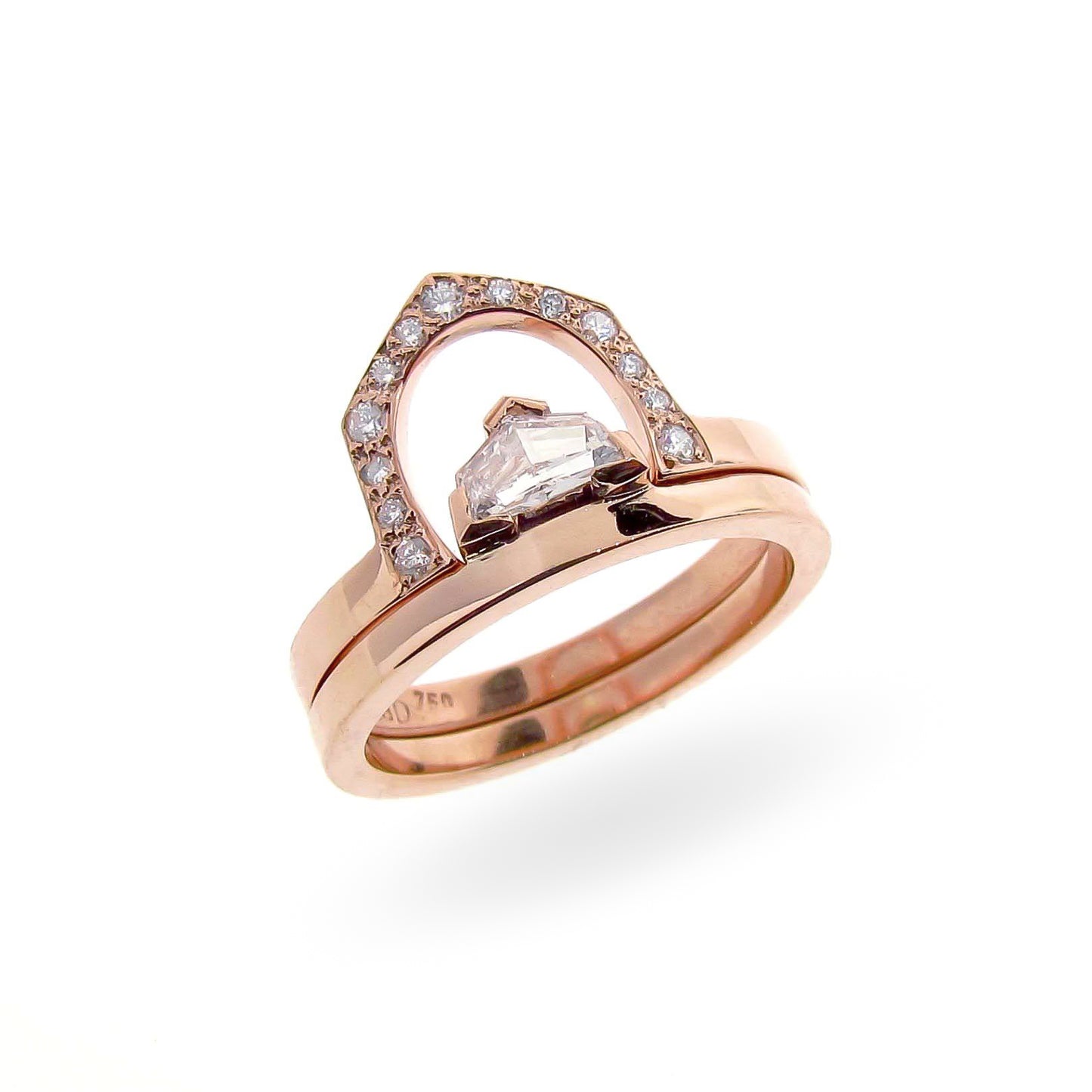 18ct Rose Gold Diamond Cadillac Engagement Ring set
