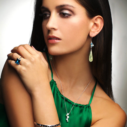 Sterling Silver Blue Topaz Line Bubbles