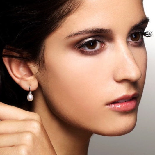 White Gold Diamond Small Short Drop Earrings