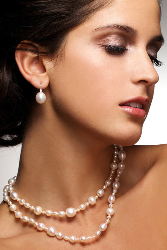 White gold Diamond Large Short Drop Earrings