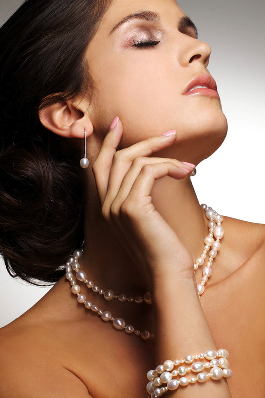 Gold Pink Pearl Medium Drop Earrings