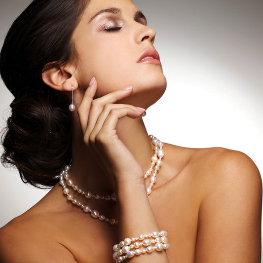 Sterling Silver Pearl White Medium Drop Earrings