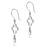 White Gold Moonstone short Moroccan Clover earrings