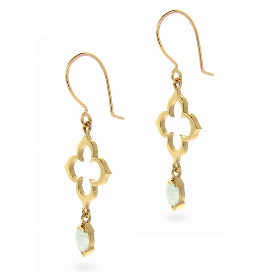 Yellow Gold Moonstone short Moroccan Clover earrings