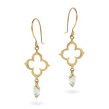 Yellow Gold Moonstone short Moroccan Clover earrings