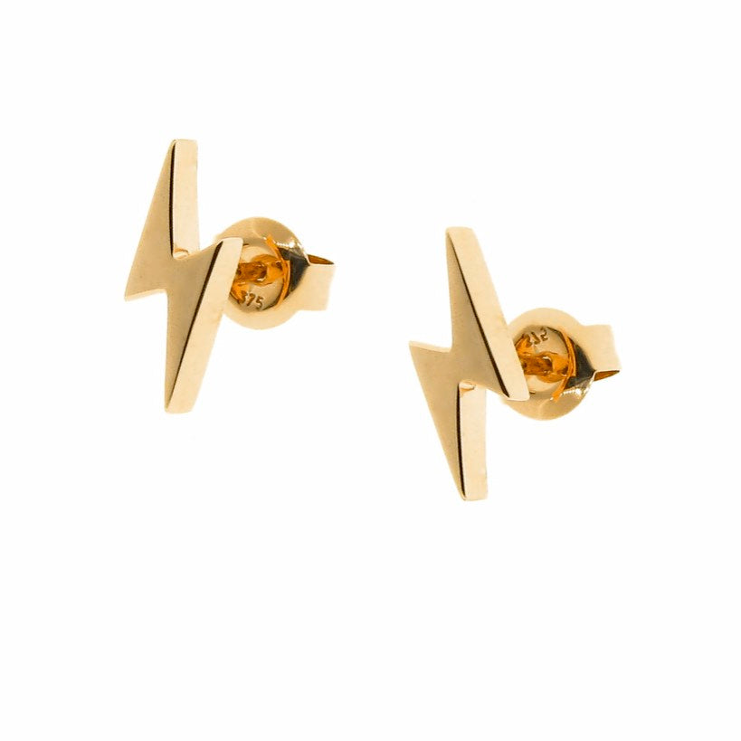 yellow gold lightning bolt studs
