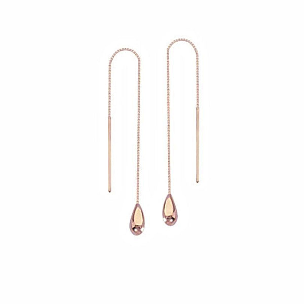 rose gold drop thread through earrings