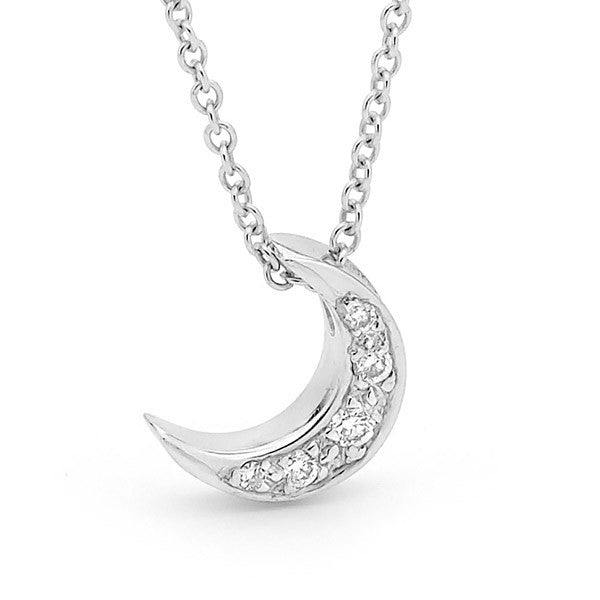 White gold Diamond Baby Moon Pendant