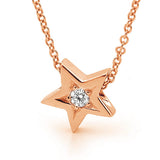 White and Rose Gold Diamond 'Moon' & Star' Necklace