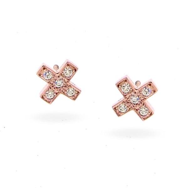 Rose Gold Diamond Kiss Stud Earrings