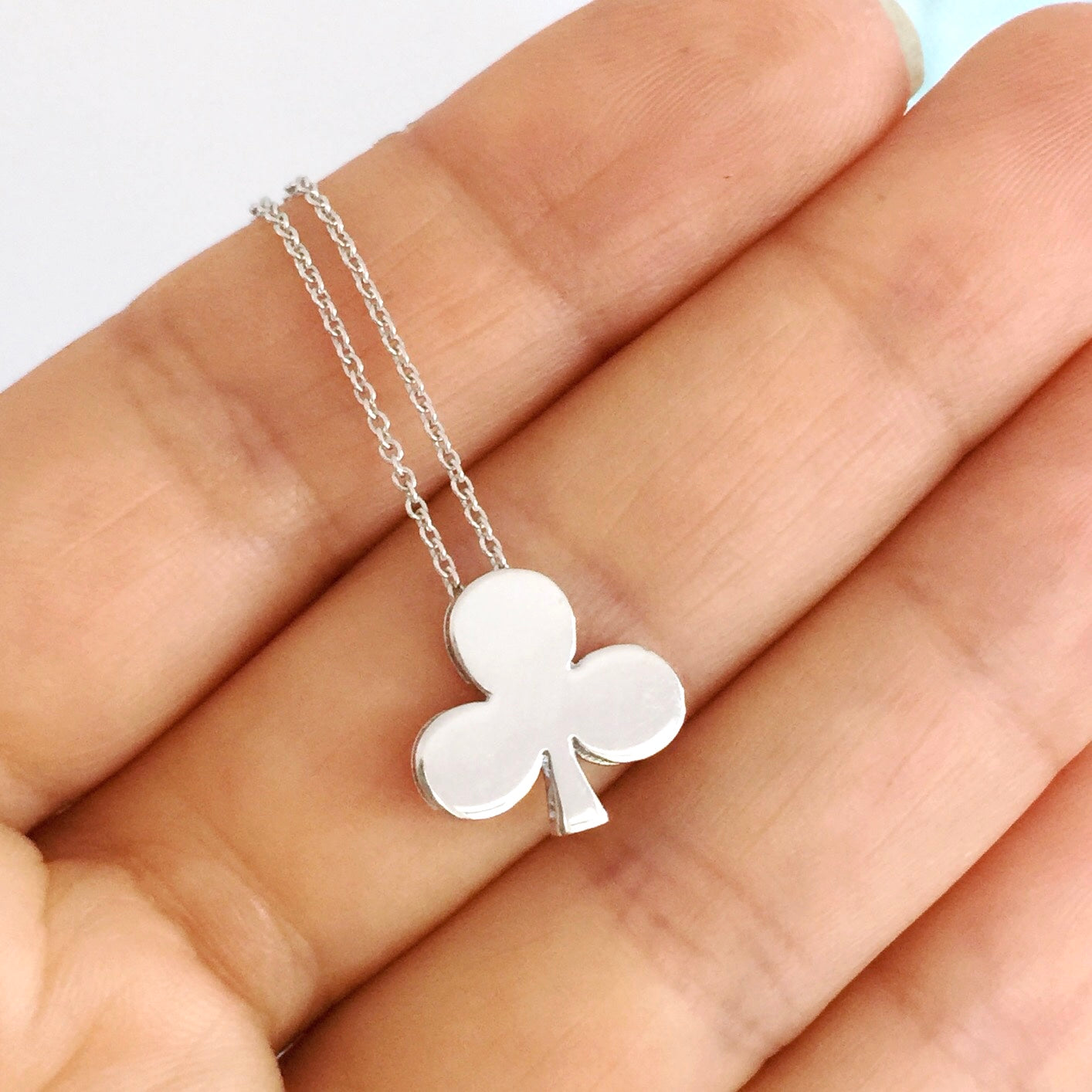 White Gold 'Club' Playing cards Pendant only