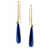 Yellow Gold Iolite Lapis Long Drop earrings