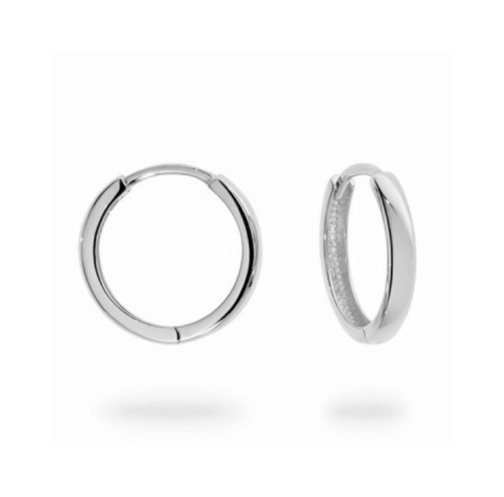 Medium White Gold hinged Huggie Hoops