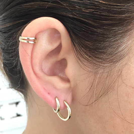 Small Yellow Gold hinged Huggie Hoops