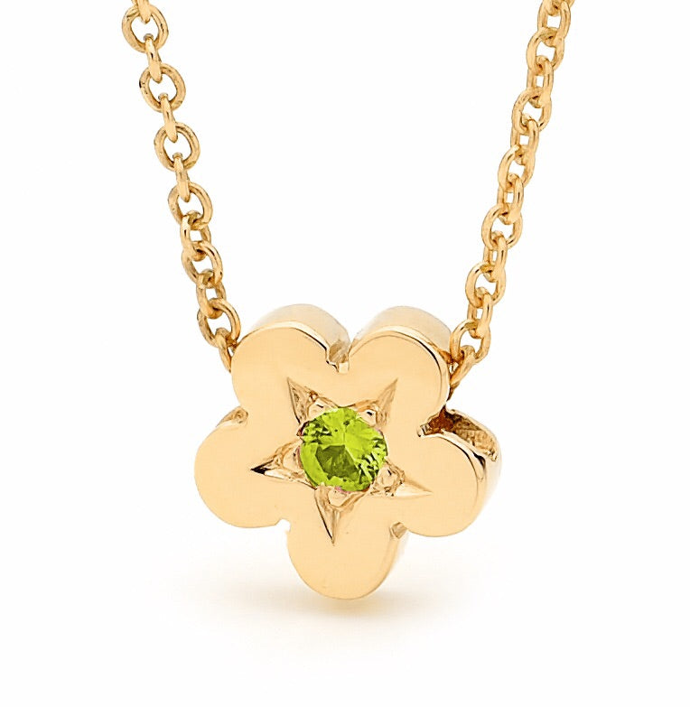 Yellow Gold Peridot Baby Blossom Pendant