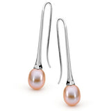 Gold & Pink Pearl Long Drop Earrings