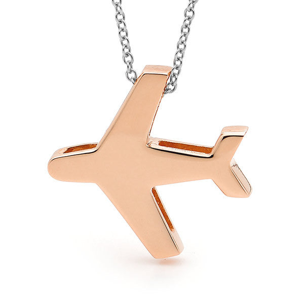 Gold Airplane Pendant Sterling Silver Airplane Pendant Rose 