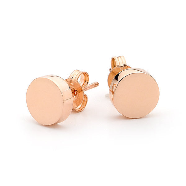Rose Gold Disc Stud Earrings