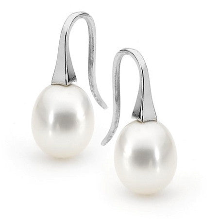 Sterling Silver Medium White Pearl 'ShortDrop' Earrings