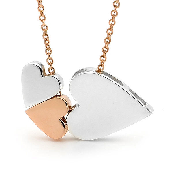 Rose Gold & Silver '3 Hearts' Necklace