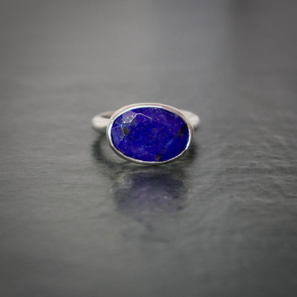 Sterling silver faceted Lapis Lazuli Simplicity ring