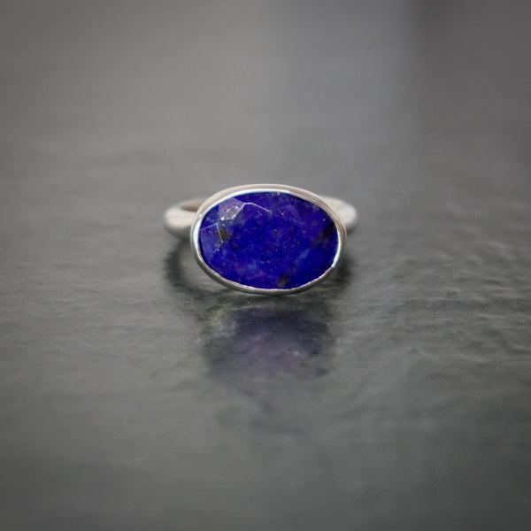 Sterling silver faceted Lapis Lazuli Simplicity ring