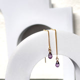 Gold filled Amethyst thread through Earrings