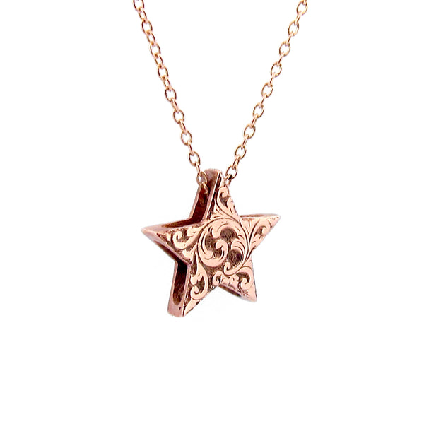 Rose Gold Engraved Medium Stars Pendant Only