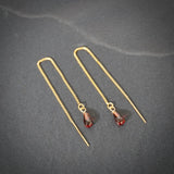 Gold filled Garnet thread through Earrings