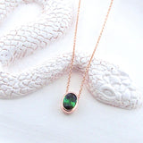 Rose Gold Green Tourmaline small Oval Pendant