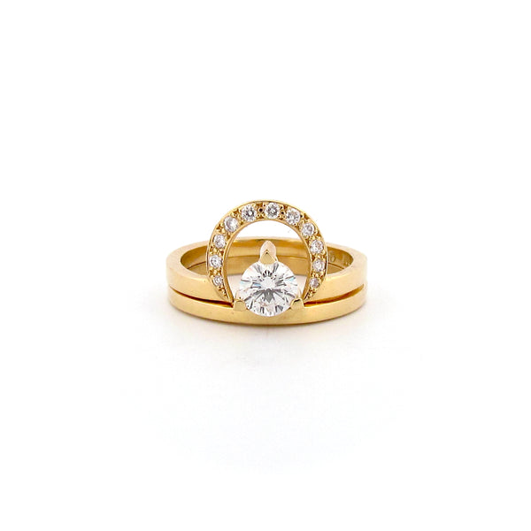 18ct Yellow Gold Diamond Moon and Sun Engagement Ring set