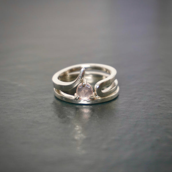 Sterling silver Rose Quartz Duo Ring Set