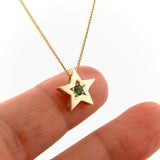 Yellow Gold Tsavourite Garnet Medium Star Necklace