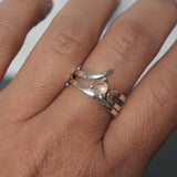 Sterling silver Rose Quartz Duo Ring Set