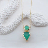 Yellow Gold Chrysoprase Green Onyx Balance Sliding Pendant