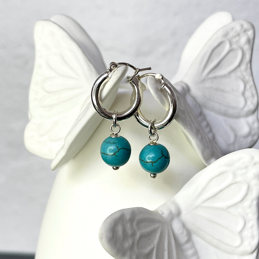 Sterling Silver Turquoise round hoops