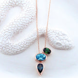 Rose Gold Green Tourmaline small Oval Pendant