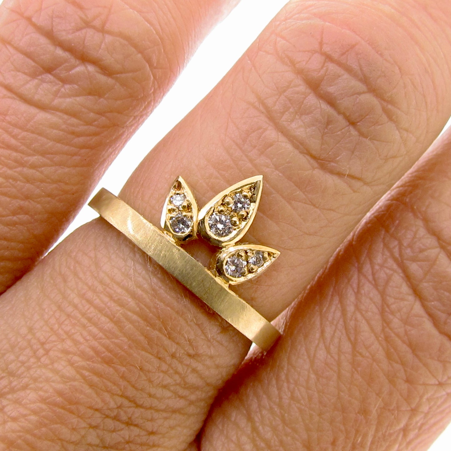 Yellow Gold Diamond Small Lotus Ring