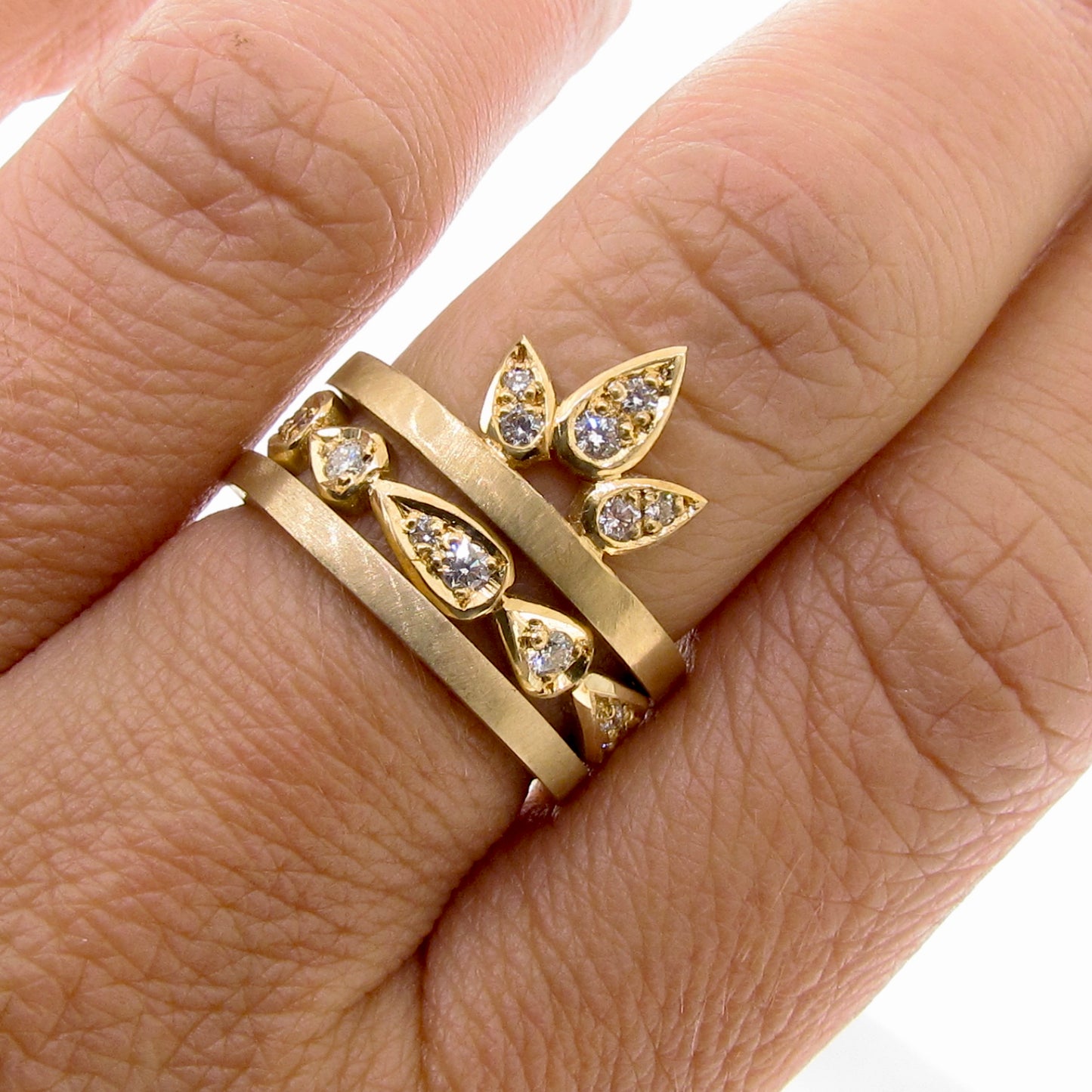 Yellow Gold Diamond Small Lotus Ring