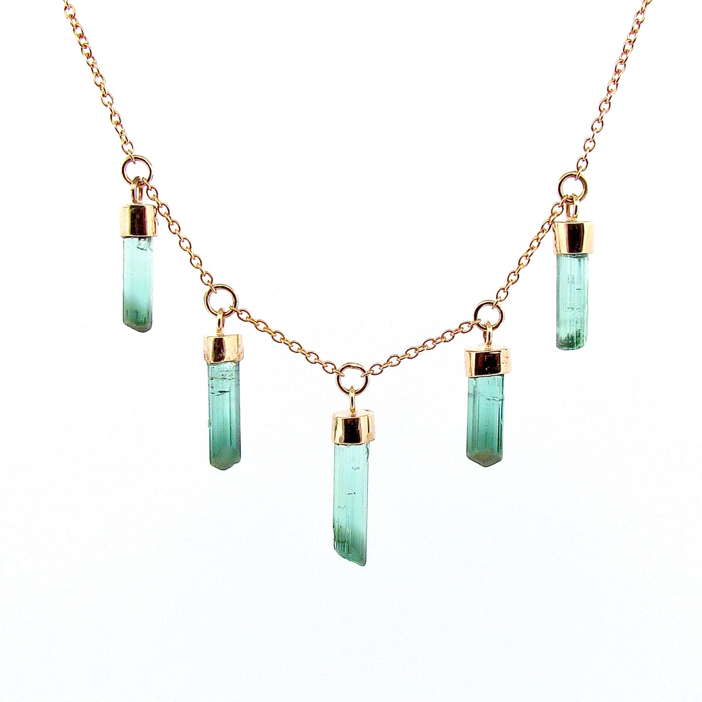 OOAK Yellow Gold Raw Crystal  Tourmaline Necklace