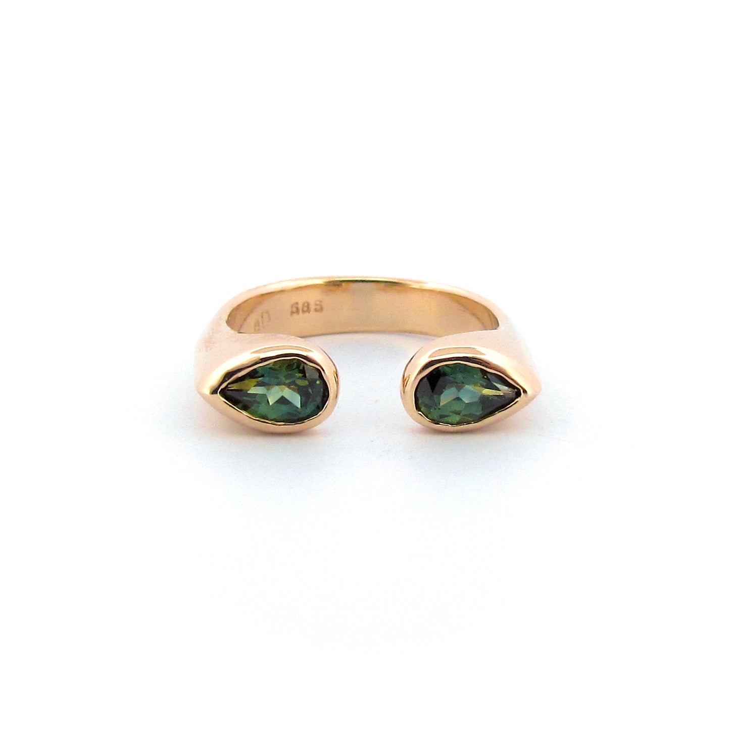 Yellow Gold Green Sapphire Pear Embrace Ring