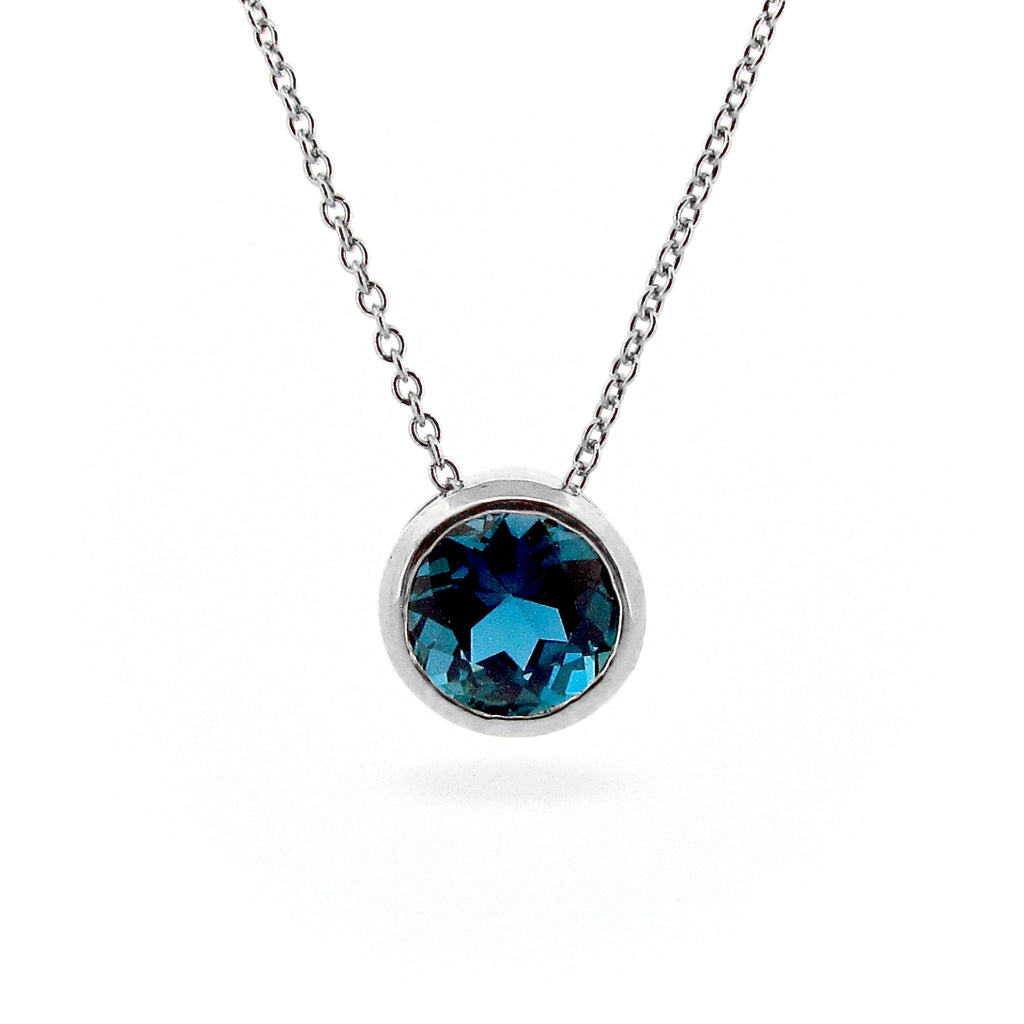 Sterling Silver London Blue Topaz Round Sliding Pendant