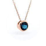 Rose Gold London Blue Topaz Round Sliding Pendant