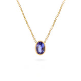 Yellow Gold Tanzanite small Oval Pendant