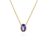 Yellow Gold Tanzanite small Oval Pendant